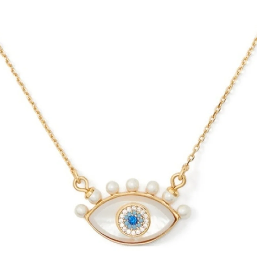 👁▪️ Kate Spade▪️ Gold-Tone Mixed Stone Evil Eye Pendant  16in Necklace ✨️👁